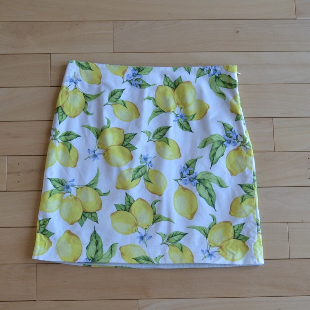 Talbots Canvas Mini Skirt Lemon Pattern Size 10P